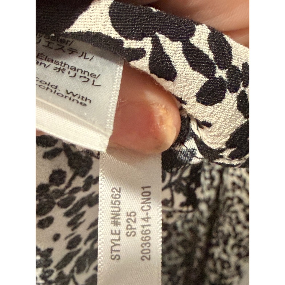 Madwell Smocked Midi Dress Black White Floral Tie Shoulder NU562 Womens 4 - Picture 5 of 5